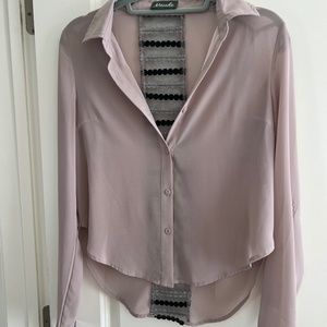 Tan Blouse with Sheer Back